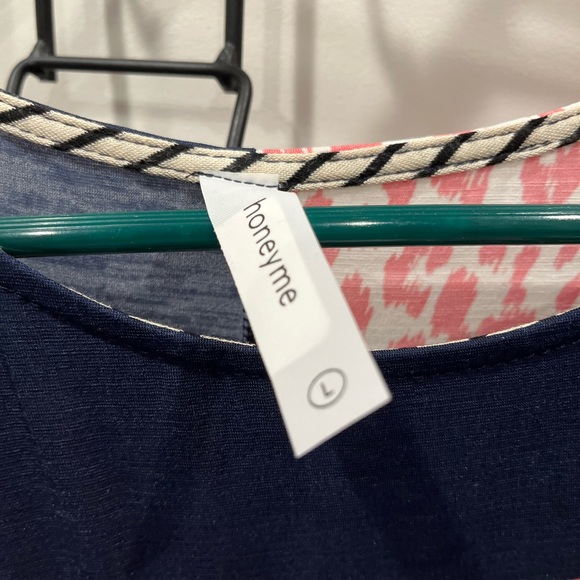 Honeyme Navy, Pink Leopard Striped Top - Picture 3 of 3